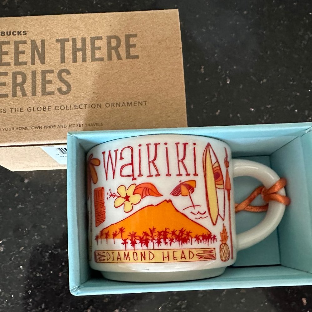 Starbucks Been There Series Ornament Expresso Mug Waikiki Hawaii 2oz NIB